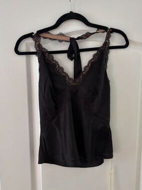 Reformation Monica Silk Top - Black